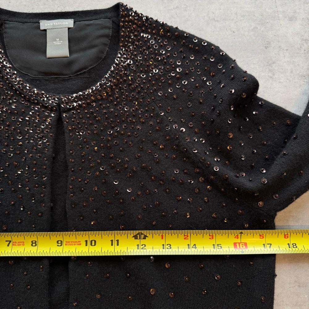 Ann Taylor Sequin Rabbit Hair Cashmere Wool Blend Cardigan With Sequins Medium - Picture 8 of 9